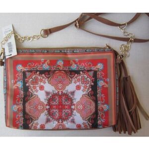 Chico's Medallion Print Crossbody bag with Tassels  NWT